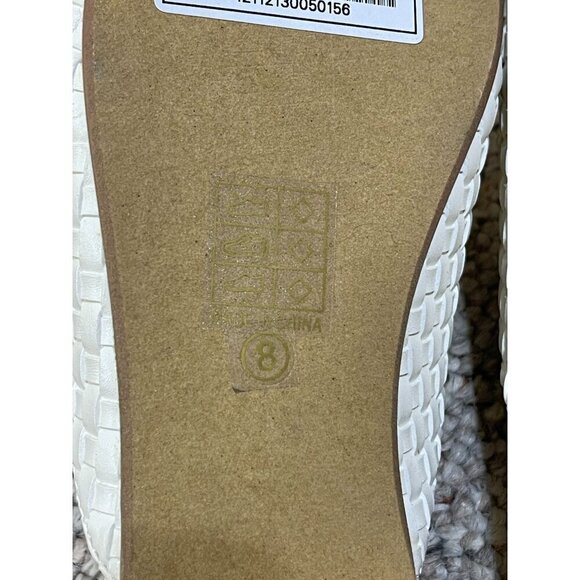 New Shu Shop Tulia Basket Weave Loafer Mule Gold Bit White Size 8 - Picture 5 of 8